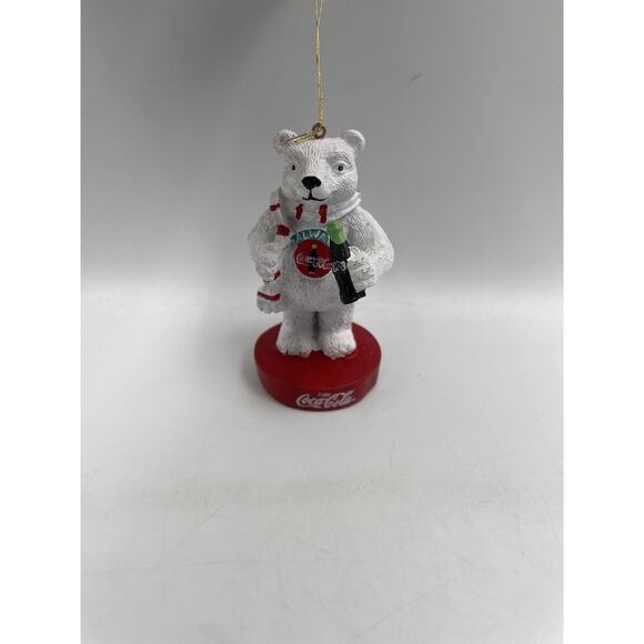 Vintage ‘97 Always Coca-Cola Polar Bear Christmas Ornament Red Pedestal Resin - Picture 2 of 7
